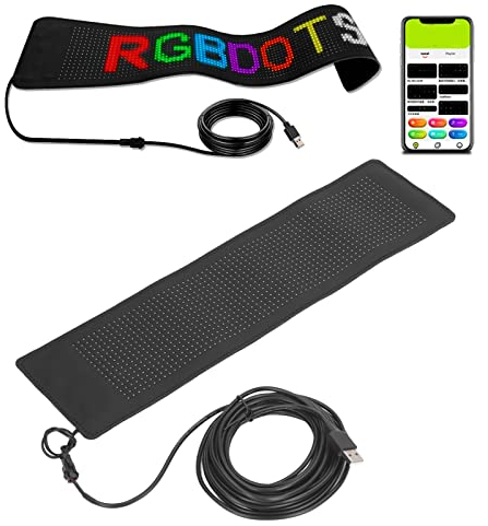 Bewinner Scrolling Huge Bright Advertising LED Signs, 15.35 X 4.21in Programmable Car LED Sign, Bluetooth, Waterproof, App Control, Custom Text Pattern Animation for Ads