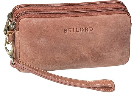 STILORD Richie Handgelenktasche Leder Männer Kleine Herrenhandtasche mit Abnehmbarer Schlaufe Moderne Doppelkammer Geldbörse aus Hochwertigem Leder Farbe:Messina - braun