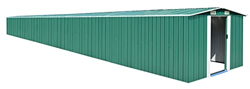ZEYUAN Gerätehaus, Geräteschuppen, Gartenhütte, Fahrradgarage, Gartenschuppen, Gartenhã¤User & Aufbewahrung, Grün 257x990x181 cm Verzinkter Stahl