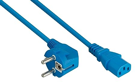 kabelmeister Netzkabel Schutzkontakt-Stecker Typ E+F (90° gewinkelt) an Kaltgeräte-Buchse C13- blau - 1,00mm² - 3m