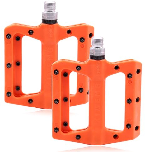 Pedali per Bici Strada e MTB, in Fibra di Nylon da 9/16 Pollici, per Bici BMX (Arancione)