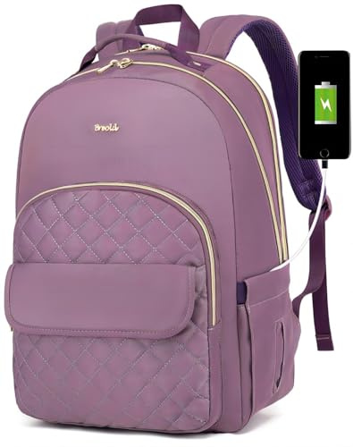 Breold Mochila Escolar Niñas Mochila Portátil Mujer con Compartimento para Portátil y USB,Mochila Ordenador Portatil para Viajes Ocio Negocios,para Estudios Universitarios