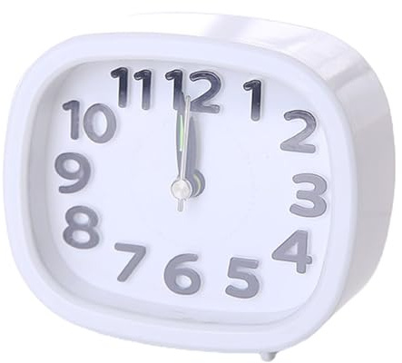 ulafbwur Reloj de mesa con función de repetición de ruido, multifuncional, redondo, pequeño, reloj despertador analógico para uso diario, reloj despertador
