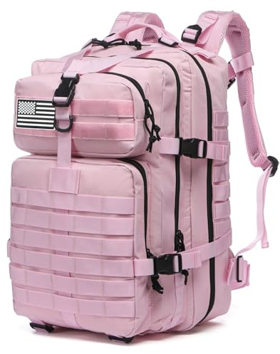 Thuram 45L Mochila Militar Táctica de Nylon Impermeable para Pesca, Caza, Senderismo, Camping, Escalada al Aire Libre, Rosa, 45L