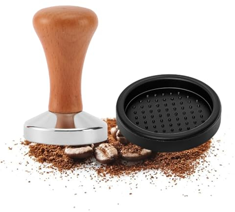 Helweet Tamper de Acero Inoxidable, Café Tamper, Prensador de Café, Se Utiliza para Prensar Espresso, Imprescindible para Cafeterías y Amantes del Café, con 1 Almohadilla de Manipulación de Café
