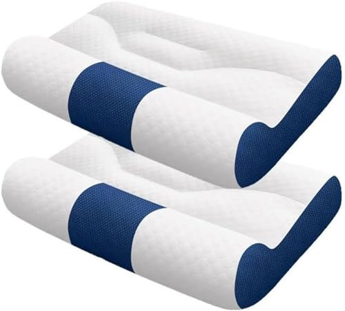 FloAPa Ergonomische Kopfkissen Nackenstützkissen Seitenschläferkissen Für Rücken Und Bauchschläfer Nackenkissen Antischnarch Kissen Mit Kissenbezug,002,55 * 30CM