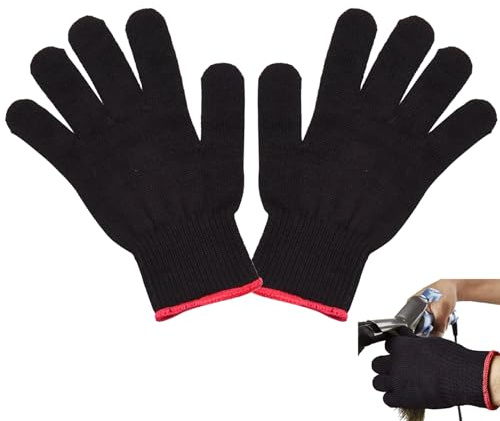 ZXCHOME Pack of 2 Heat Resistant Gloves, Heat Protection Glove Curling Iron Soft Heat Protection Gloves Curling Iron for Heat Straighteners Gloves Hair Tools (Black)