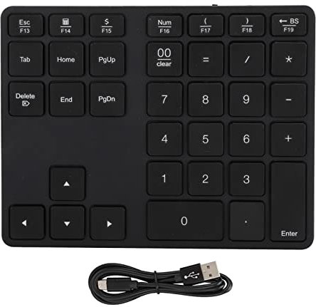 MUNEFE Tastierino Numerico, Tastierino Numerico Ricaricabile in Alluminio, Inserimento Dati Tastiera Tastierino Numerico Esterno Sottile da 35 Tasti per Laptop(Nero)