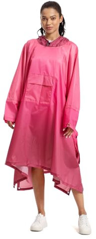 NUUR Regenponcho Damen Herren Unisex Regencape Regenmantel Regenjacke Festival Wasserdicht Hiking Cycling Outdoor 3in1 Mehrzweck Wiederverwendbar Rain Poncho mit Kapuze Gradient Rosa