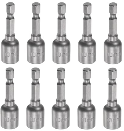 SeonFook 10 punte magnetiche a cambio rapido per dadi da 10 mm, punte da trapano con codolo esagonale da 1/4, set di punte per trapano a mano, cacciavite elettrico (lunghezza 4,8 cm)