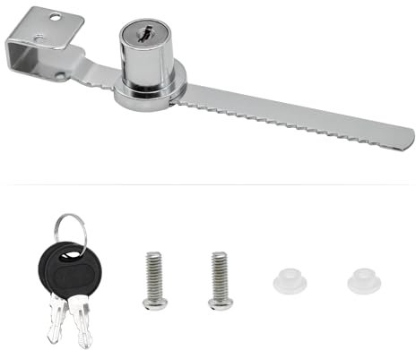 Bailinks Serratura a Cricchetto per Porta Scorrevole in Vetro,Chiavi incluse, Serratura per Vetrina, per Armadio, Scaffale e Vetrine di Mostra, con Struttura Robusta e Finitura Antiruggine Argento (1)