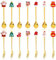 14 Stück Weihnachtslöffel und Weihnachtsgabeln Set, Edelstahl Weihnachtskaffeelöffel, Weihnachtsbesteck Set Kaffeelöffel Dessertlöffel Teelöffel Weihnachtsgeschirr für Weihnachten Silvester Tischdeko