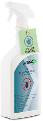 INSIGO Flohspray für Wohnung und Möbel 1L - Abwehrspray gegen Flöhe mit Sofortschutz - Floh-Spray für Hunde und Katzen - Flohmittel hochwirksam & laborgeprüft