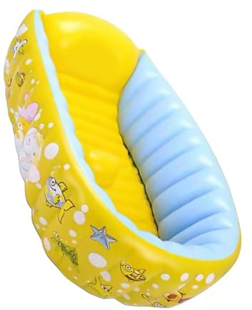 Baignoire Gonflable pour Bébé en Pvc Jaune, Motif Dessin Animé | Usage Bain Bébé et Jeu, Format Intérieur, Design Pratique, pour Nourrisson et Garçon et Filles