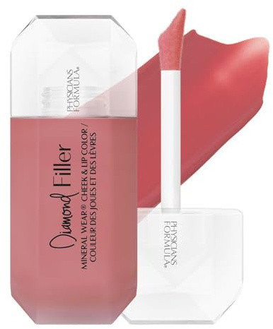 Physicians Formula, Mineral Wear Diamond Filler Cheek and Lip Color, Lippen- und Wangenfarbe mit Serum-to-Cream Konsistenz, Aufpolsternde Multi-Use-Formel, Enthält Vitamin E, Radiant Pink
