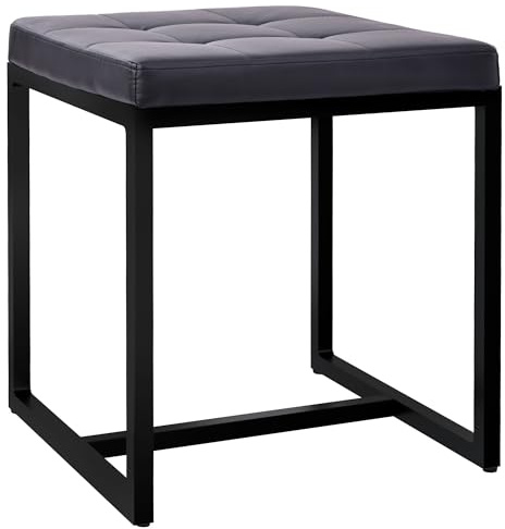 CLP Sitzhocker Barci I Moderner Hocker | Hochwertiger Polsterhocker mit schwarz pulverbeschichteten Eisengestell Farbe schwarz Material Kunstleder
