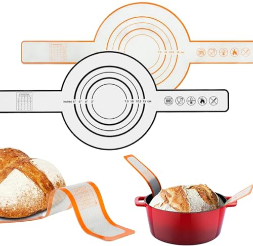 PACIOCEAN Silicone Bread Sling Baking Mat for Dutch Oven, 2 Pack, Non Stick Baking Mat with Handles, Sourdough Dough Transfer Tool