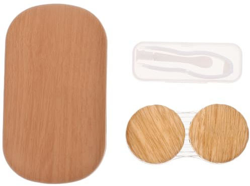 WEKAMOS Boîte Lentilles de Contact Cosmétique Rétro en Plastique Doublure Cuir, Double Compartiment, Étanche et Légère, pour Voyage