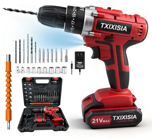 Power Drill Cordless 21V Drills Driver Electric Set Tool for Women Drills Screwdriver Set with Battery and Charger 2 Speed Power Combi, 29 Pcs Accessories for Home Repair DIY & Women Gift