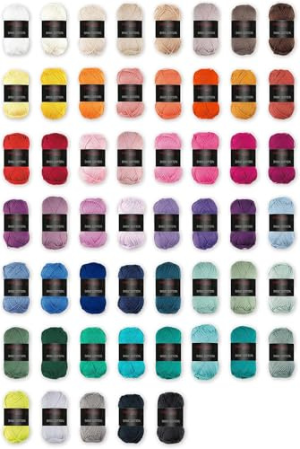 Mix Set - Pro Lana Basic Cotton - 100% Baumwolle 20x50g zum Häkeln und Stricken - für Amigurumis, Decken und viele Sachen mehr (Gemischt Farben oder zum Aussuchen)