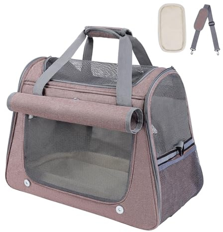 YooxArmor Transportväska för katter och små hundar, katttransportbur för hundtransportbur vikbar för resor och bil, 45 x 25 x 34 cm, bärbar hundlåda, kattbärväska upp till 9 kg