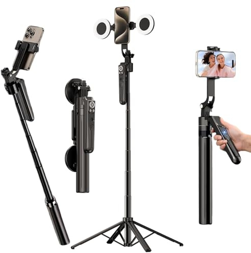 WEIIBDIE Auto Face Tracking Tripod,71 Phone Camera Stand,360° Rotation, Wireless Remote and Gesture Control, Dual Fill Lights Selfie Stick for for Content Creator Vlog Live Stream Video Record