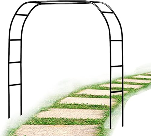 Arche de jardin en métal robuste de 2,4 m – Cadre en acier robuste pour plantes grimpantes d'intérieur/extérieur – Support résistant aux intempéries pour roses, vignes et fruits – Noir (l) x 2,2 m (H)