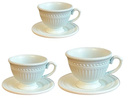 Guaber Juego De Tazas Y Platillos Café En Miniatura Estilos Franceses Juego Té Metal 3 Piezas para Decoración Escenas Mejora La Colección Casas Muñecas Tazas Café En
