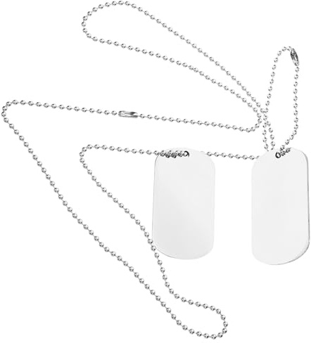 LALAFINA Edelstahl Dog Tag Halskette für Herren Doppel anhänger Military Style Langlebige Silberne Hundemarke mit Glatter Oberfläche Modische Kette für Alltag und Geschenk