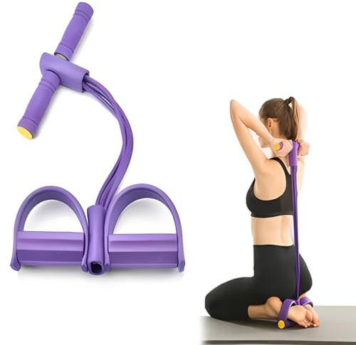 YUPZAR 1 Pièce Bande de Résistance Musculation 4 Tubes avec Pédale – Bande Elastique Musculation, Extenseur Élastique avec Poignées Antidérapantes pour Abdominaux et Entraînement Complet