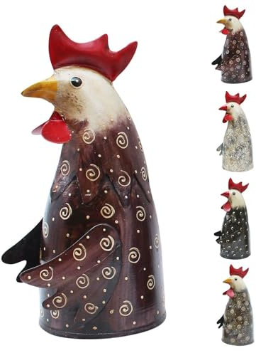 NETPROSHOP Dekorative Zaunfigur Huhn aus Metall Zaunhocker Hühner Höhe ca. 20 cm, Farbe:Matteo