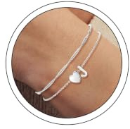 925 Silber/Vergoldete 14K Herz Armband mit Buchstaben Geschenke für Frauen | Herz Armkette mit Alphabet A-Z Geschichtet Monogramm Armbänder Mädchen Schmuck Geburtstagsgeschenke für Damen Freundin