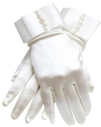 Toyvian Guantes de Novia Cortos de Satén Blanco para Mujer, 1 Par | Accesorio Delicado para Boda y Ocasiones Obsequios, Confección Elegante, Tamaño Único, Estilo Refinado