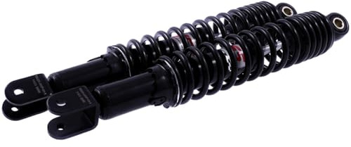 YSS Stoßdämpfer Stereo einstellb. 350mm kompatibel mit Aprilia Leonardo 125 | Öldruck-Stoßdämpfer mit Federvorspannung, Befestigung Auge/Gabel, Auge 8 mm, Gabel 26 mm, schwarz, ohne Ausgleichsbehälter