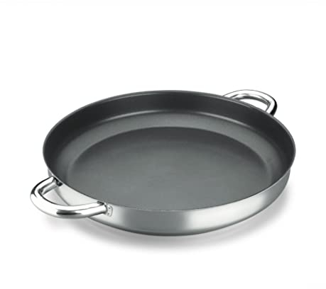 ALZA Classic Master - Paellapfanne 28 cm, Edelstahl 18/10, Griffe aus Edelstahl, Dreischicht-Antihaftbeschichtung, Für alle Herdarten geeignet, Induktion und Backofen