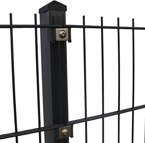 Doppelstabmattenzaun Höhe 1,83 m komplett Set 10 bis 40 m Anthrazit + Moosgrün (15 m, Anthrazit RAL 7016)