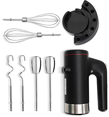4MOVE - Sbattitore elettrico da cucina a 5 velocità con sbattitore per dolci alla panna e sbattitore per dolci, bianco