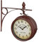 Relaxdays Orologio da Parete Bifacciale, in Stile Stazione Ferroviaria, a Batterie, Vintage, 34 x 35 x 10 cm, Marrone