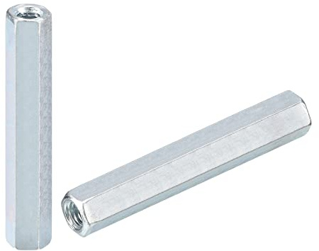 sourcing map 6pcs M6x10x60mm Coupling Nuts - Galvanized Carbon Steel Hex Threaded Rod Coupler for Furniture, Electronic, Industrial