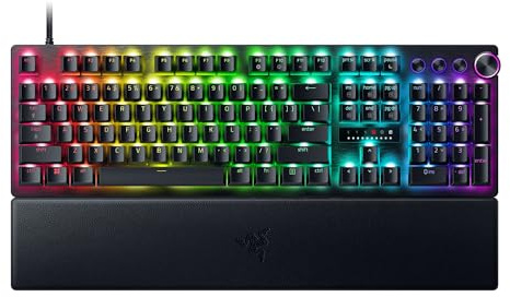 Razer Huntsman V3 Pro - Analoge optische E-Sport Gaming-Tastatur ohne Ziffernblock - Snap Tap & Rapid Trigger (Drehregler & Steuerungstasten, Doubleshot-PBT-Tastenkappen) QWERTY US-Layout | Schwarz