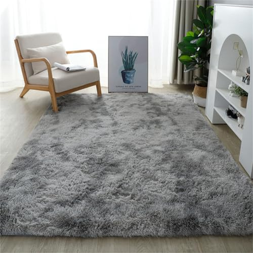 Treer Alfombra de Pelo Largo para Salón, Alfombras Dormitorio Modernas, Alfombra Shaggy Pasillo Grandes Antideslizante, Esponja Alfombra área para Habitacion (60x90cm,Gris Claro)