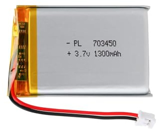 Batería Lipo 3.7V, 1300mAh 703450 a Iones de Litio con conexión 2P-PH con Paso 2,0 mm