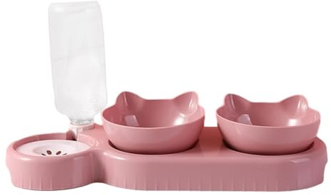 Futternapf für Hunde, doppelte Katzennäpfe, Wassernapf-Set für Katzen, 15° geneigter Futternapf für Katzen, automatische Doppel-Hundenäpfe mit Wasserspender, für kleine Hunde und Katzen