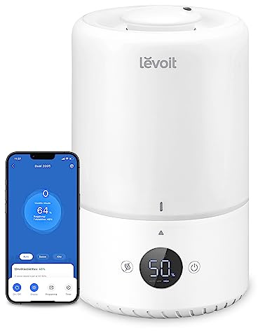 LEVOIT Humidificador Inteligente de Niebla Fría para Habitación y Bebé con Sensor, Control por APP y Voz, Difusor Aceites Esenciales, Temporizador a Cuarto,＜28dB, 3L Top-Fill, Blanco