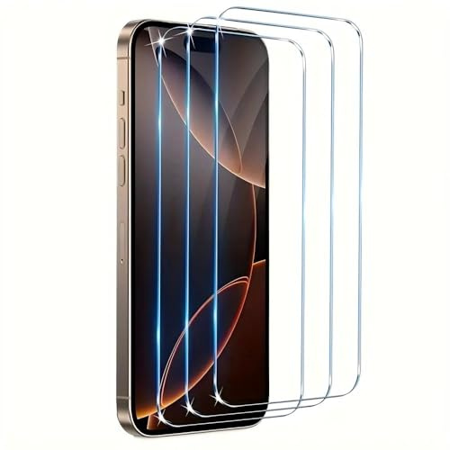 3 Piezas Protector Pantalla para iPhone 17, iPhone 17 Pro, iPhone 16 Pro, Cristal Vidrio Templado HD Antiarañazos Antihuellas Sin Burbujas Dureza 9H Cobertura Completo 6,3 Pulgadas Transparente