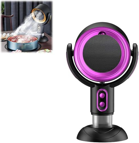 Purifier Hide Smoke Fan & Smoke Away Purifier Fan – USB Rechargeable, Removable and Washable Filter Air Cleaner for Indoor BBQ/Hot Pot, Portable Range Hood for Smoking, Compact Design,Purple