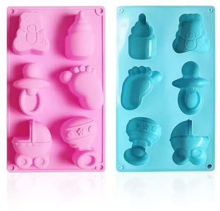 UOPJDD 2 Pièces 6 Coconnets De Moule en Silicone, Diverses Formes, Moule De Douche De Bébé, Accessoires De Bonbons À Gâteau De Dessert Bricolage, Outils De Cuisson De Cuisine.
