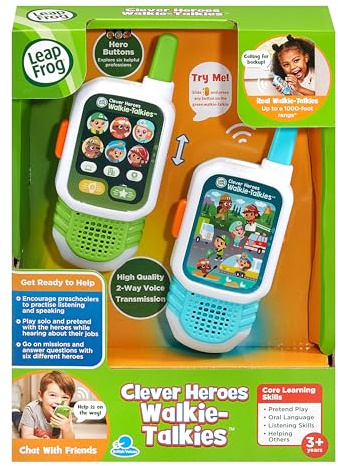 LeapFrog Clever Heroes Walkie-Talkies, Walkie Talkies For Kids, Interactive and Educational, Up To 1000ft Range, Light Up Features, Suitable For Children Aged 3, 4, 5+ Years, English Version