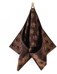 ZWOLTEX - Hundehandtuch extra saugfähig 100% Baumwolle (400 g/m²), Hunde Handtuch mit Taschen, Handtuch Hund,Oeko-TEX zertifizierte, Waschbar bei 95°C - Braun Pfoten (30x80 cm)