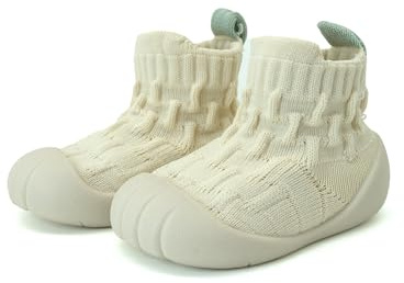 TootyTots First Walking Shoes for Baby&Toddlers Non-Slip Soft Sole Breathable Knitted Mesh Sneakers Suitable for Indoor and Outdoor Use for Boys and Girls White